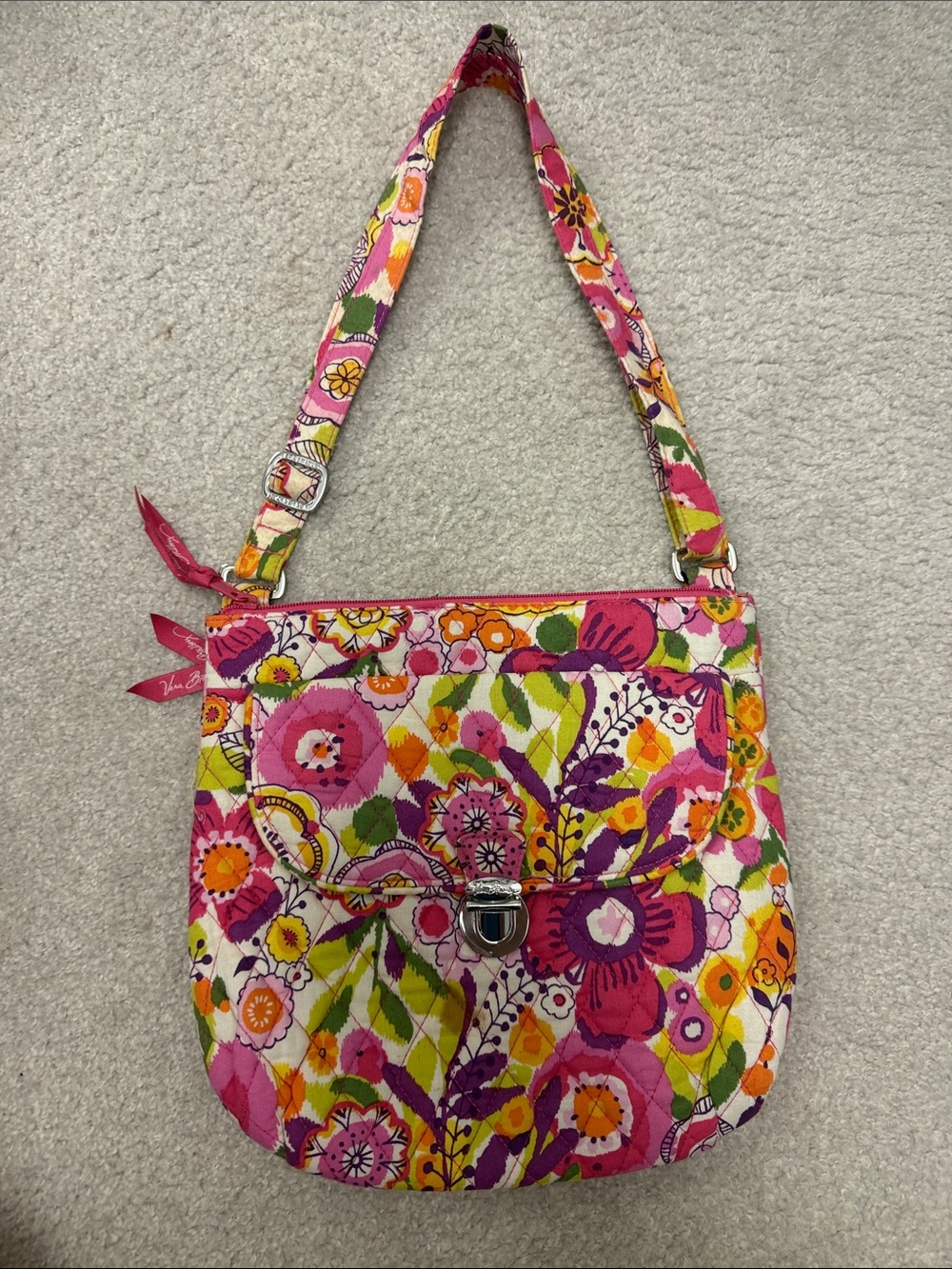 Vera Bradley Pink Floral Quilted Crossbody Bag